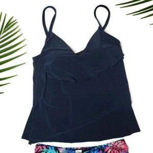 Tankini top NWOT tiered black flattering tankini top style number 453634 size 8